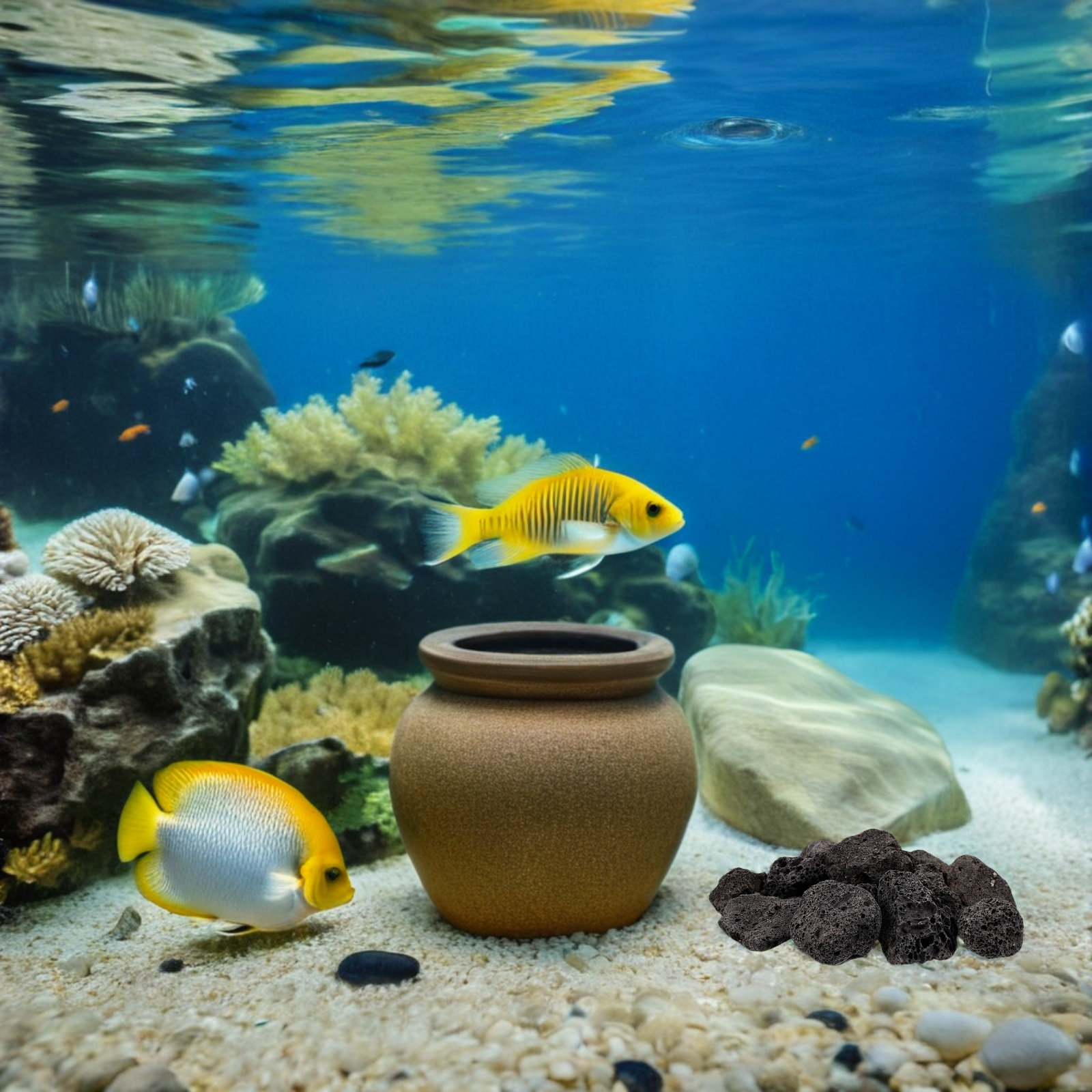 Succulent Set - Natural Lava Rocks for Aquarium, Fish