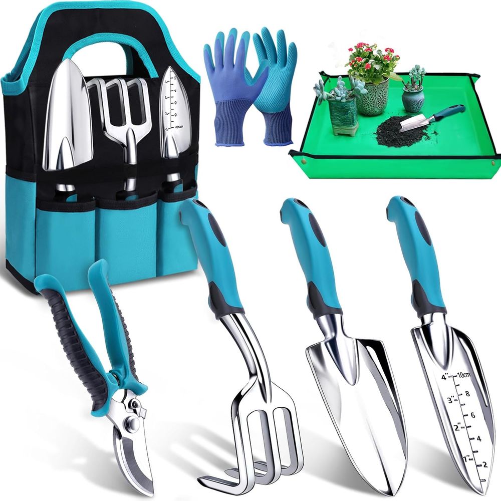 Repotting Mat - Durable 7-Piece Gardening Tool Set with