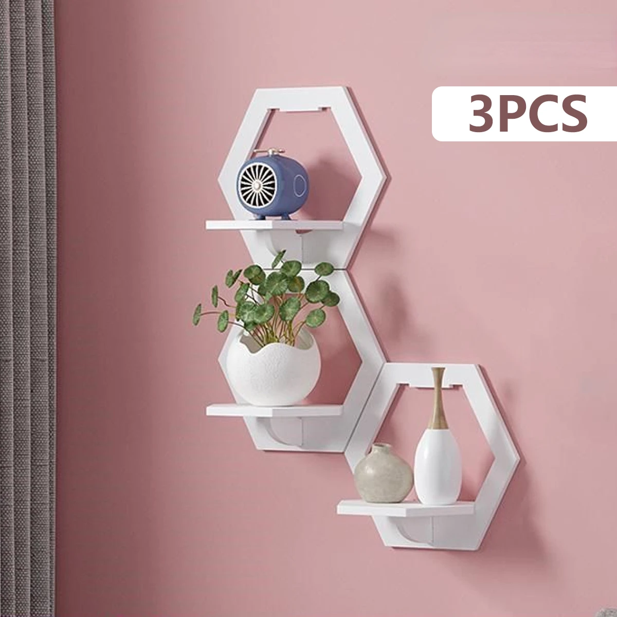 3Pcs Hexagon Wall Shelf Punch  - огляд і ціна Terracotta Pot