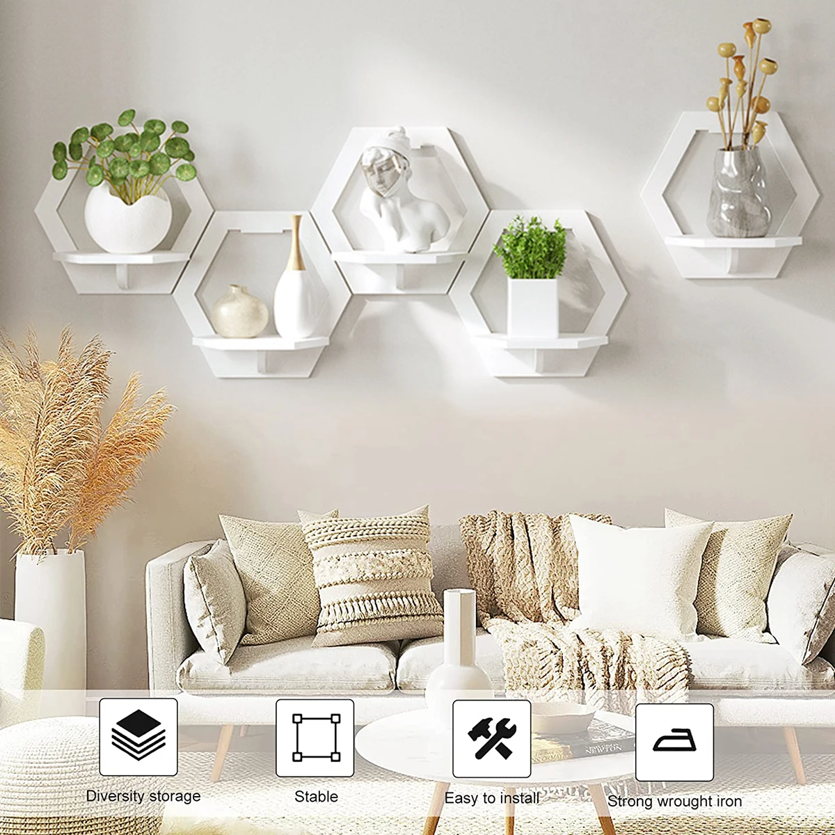 3Pcs Hexagon Wall Shelf Punch  - огляд і ціна Terracotta Pot